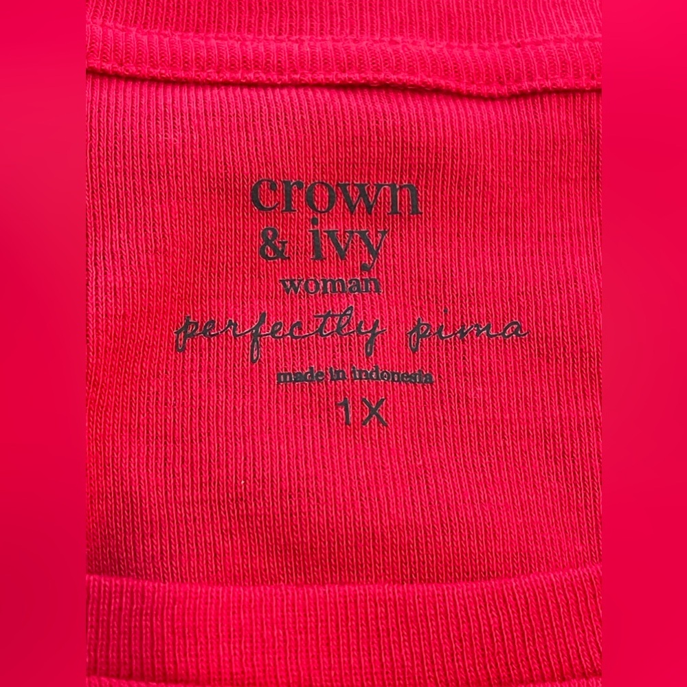 🆕Crown & Ivy NWT perfectly Pima all cotton long sleeve red ladies tshirt 1X soft - Picture 11 of 13